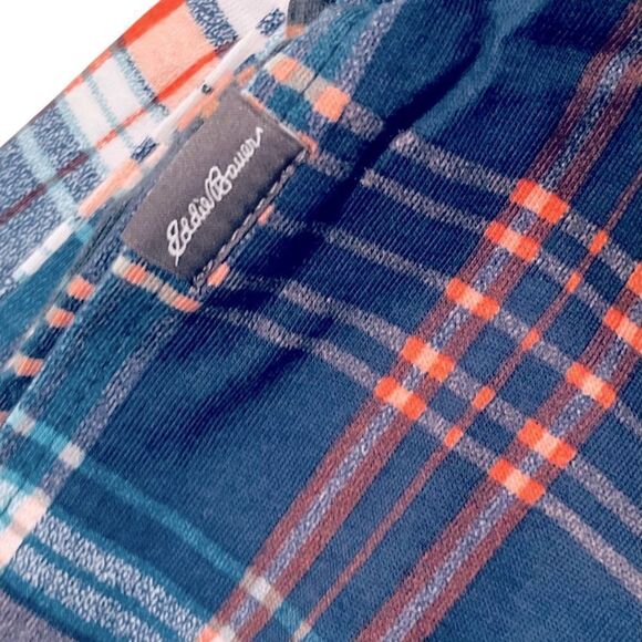 EDDIE BAUER Long Lounge Sleep Shorts Set Mens Size XL Plaid & Gray Comfy NEW - Picture 3 of 9